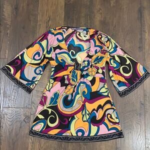 Kale Bob bell sleeve psychedelic pattern blouse